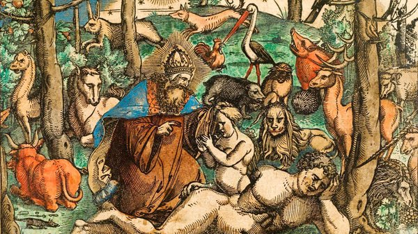 Creación de Adán y Eva con animales — Johann Froschauer