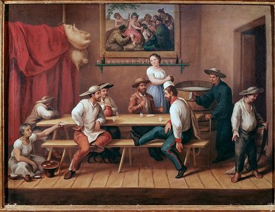 Interior de una pulquería — José Agustín Arrieta