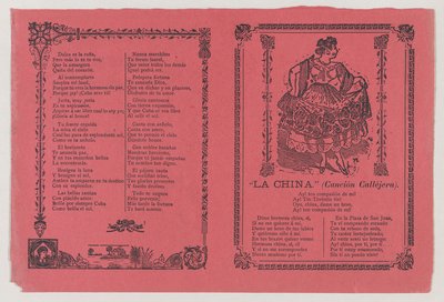 Una hoja volante con una canción popular 'la China' en el anverso, en el reverso el baile de 'Cuba Libre — José Guadalupe Posada