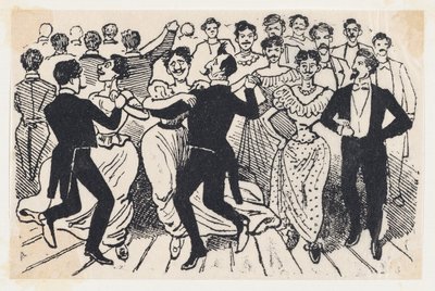 Baile y jolgorio en salón elegante — José Guadalupe Posada