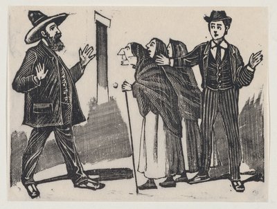 Disputa entre hombre y mujeres ancianas — José Guadalupe Posada