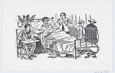 Un loco teniendo visiones de monstruos — José Guadalupe Posada