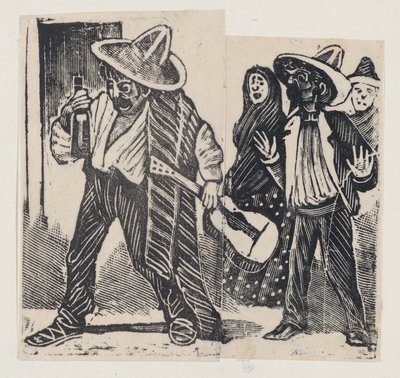 Escena de cantores borrachos en la calle — José Guadalupe Posada