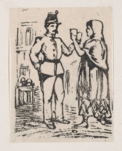 Soldado y campesina brindando — José Guadalupe Posada