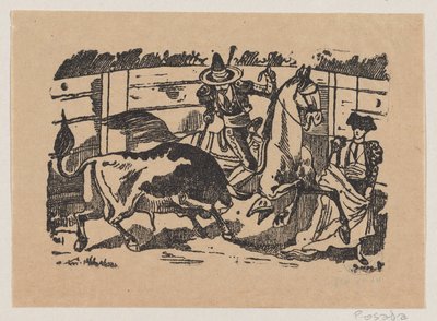 Un picador a caballo picando un toro — José Guadalupe Posada