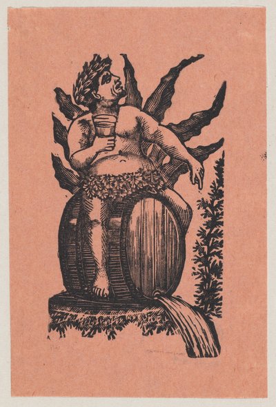 Baco a horcajadas sobre un barril de vino — José Guadalupe Posada