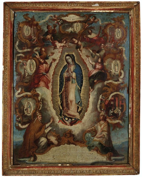 Virgen de Guadalupe rodeada de ángeles y santos — Juan Patricio Morlete Ruiz