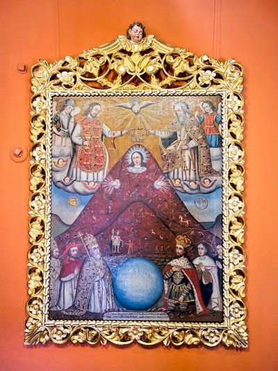 La Virgen del Cerro de Potosí, coronada por la Trinidad — Escuela cuzqueña