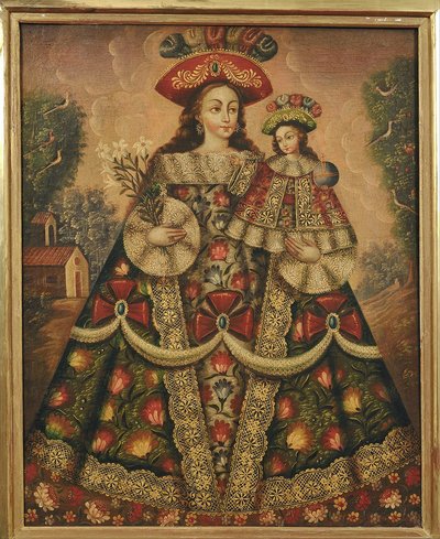 La Virgen de los Peregrinos y el Niño — Escuela cuzqueña