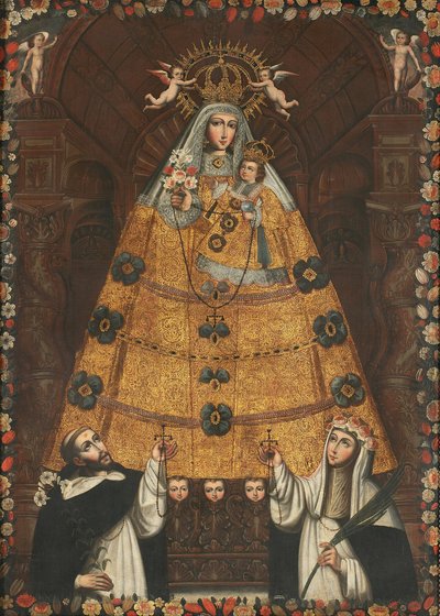 Nuestra Señora del Rosario con Santo Domingo y Santa Rosa — Escuela cuzqueña