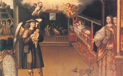 Nacimiento de San Francisco, Basilio Santa Cruz — Escuela cuzqueña