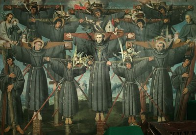 Pintura de los mártires de Nagasaki — Escuela cuzqueña