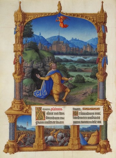 Folio 100v - la penitencia de David — Hermanos Limbourg