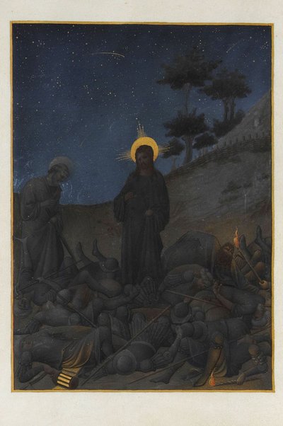 Folio 142v - Cristo en Getsemaní — Hermanos Limbourg