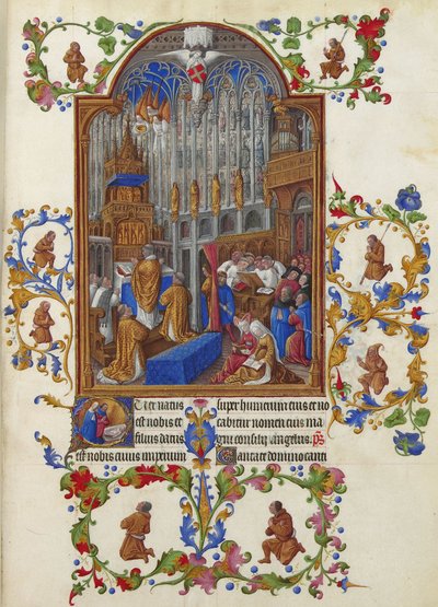 Folio 158r - la misa de Navidad — Hermanos Limbourg