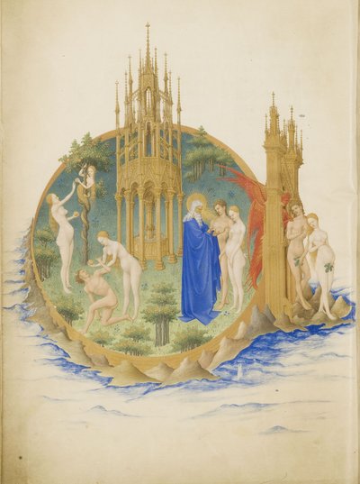 Folio 25v - el Jardín del Edén — Hermanos Limbourg