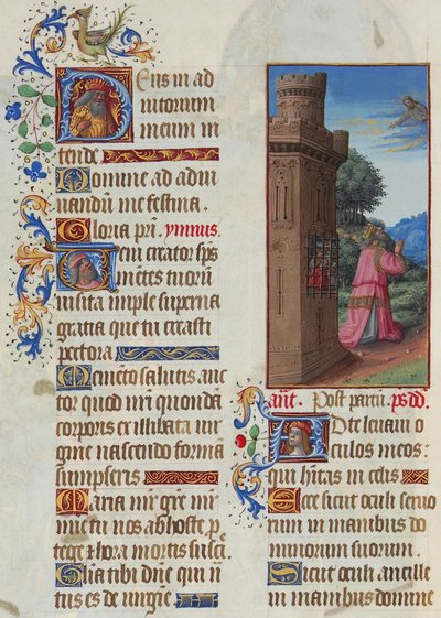 Folio 52v - Oración de David — Hermanos Limbourg