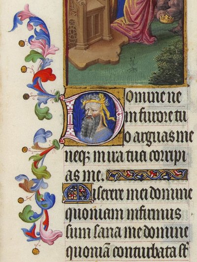 Initiale à la tête de sarrasin - Très Riches Heures du duc de Berry - f65r — Hermanos Limbourg
