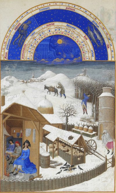 Les Très Riches Heures du duc de Berry février — Hermanos Limbourg
