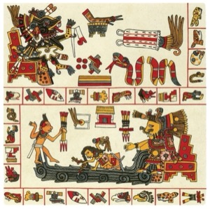 Códice Borbónico: — Escena de ritual o ceremonia mexica — Anónimo tlacuilo mexica (Códice Borbónico)