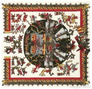 Representación de calendario azteca o códice pictórico