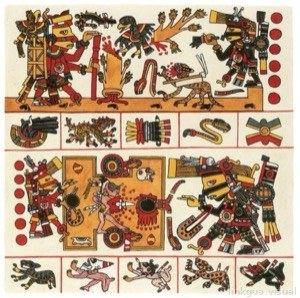 Códice Borgia: Escena de rituales y guerreros mexicas