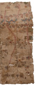 Fragmento de tela pintada con figuras y motivos — Anónimo otomí (Códice de Huamantla)
