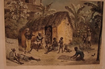 Vivienda de esclavos: actividades diarias junto a la choza — Mauricio Rugendas