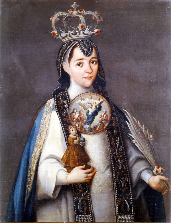 Retrato de monja coronada con guirnalda floral — Monjas Coronadas