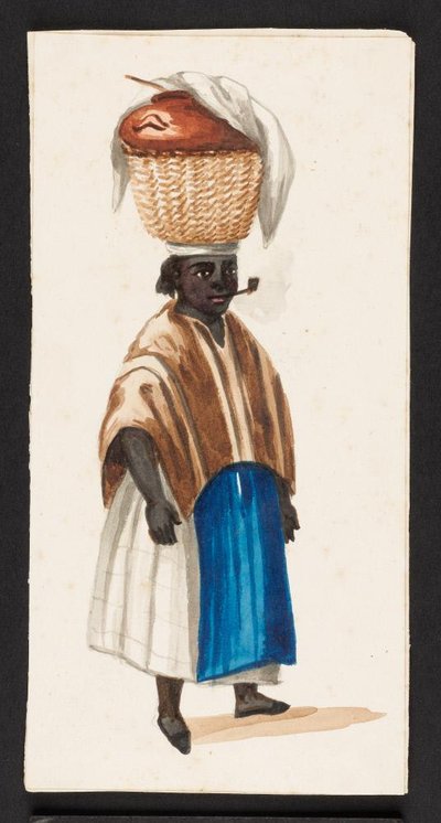 Mujer con canasta de pan y pipa — Pancho Fierro