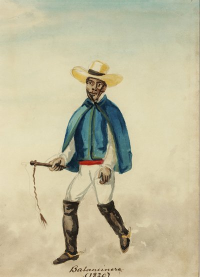 Hombre con sombrero y látigo — Pancho Fierro