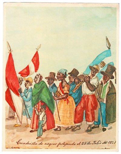 Cuadrilla de negros festejando el de Julio — Pancho Fierro