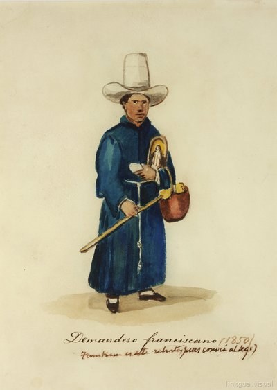 Francisco mendicante con sombrero y canasta — Pancho Fierro
