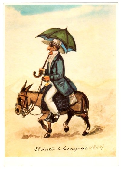 Doctor a caballo con paraguas — Pancho Fierro
