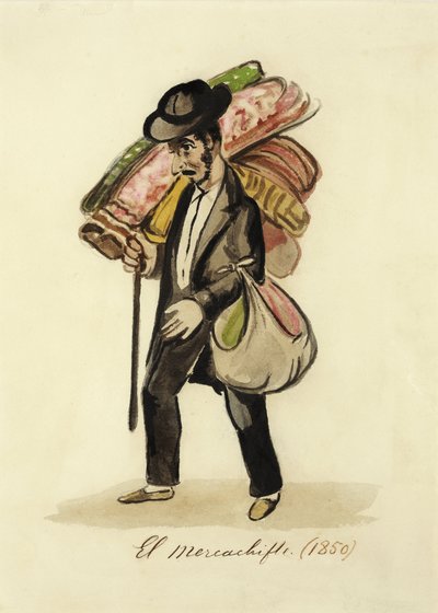 Hombre con carga y sombrero — Pancho Fierro