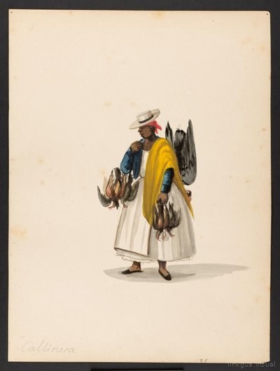Vendedora de aves con sombrero y chal — Pancho Fierro