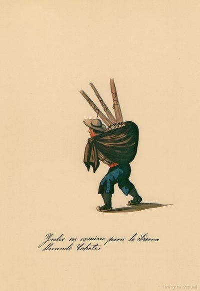Indio cargando bultos en la sierra