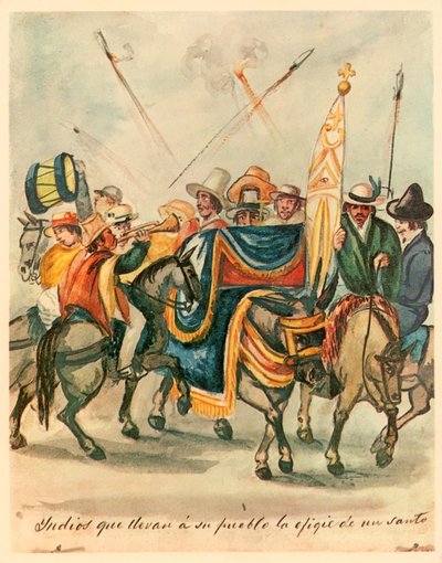 Indios llevan efigie de santo en procesión — Pancho Fierro