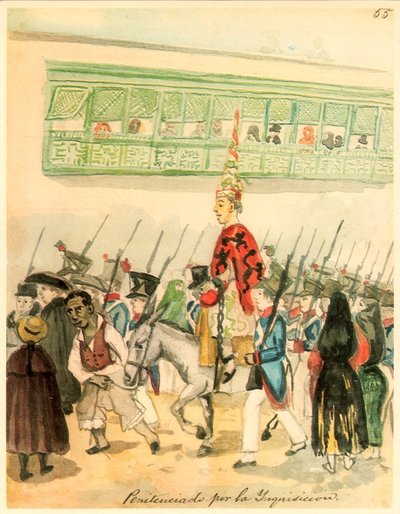 Procesión de la Inquisición con condenados — Pancho Fierro