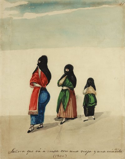 Señora con vieja y niña — Pancho Fierro