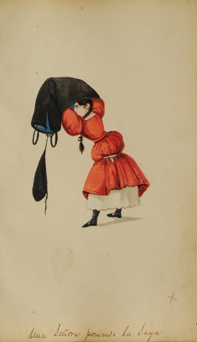 Niña con falda roja y vestido blanco — Pancho Fierro