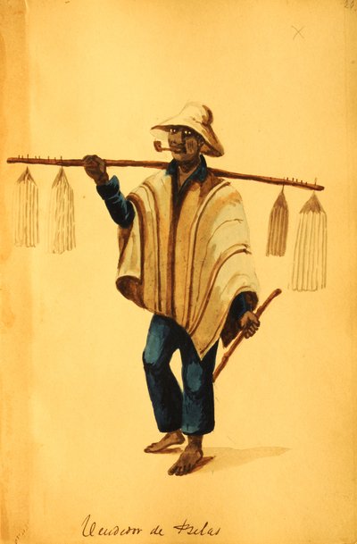 Vendedor ambulante con pipa y poncho — Pancho Fierro