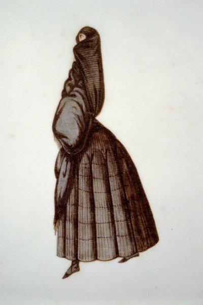Mujer con manto y falda plisada — Pancho Fierro