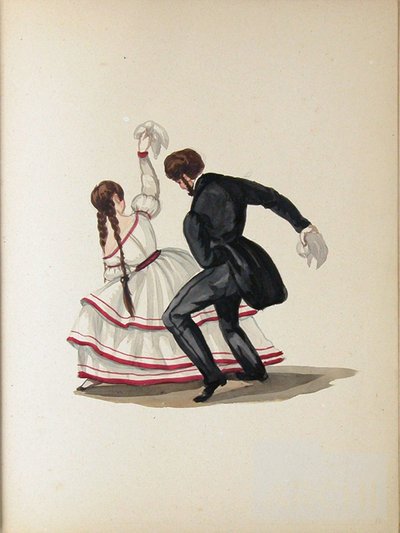 Pareja bailando con pañuelos — Pancho Fierro