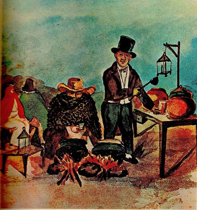 Indios cocinando en fogata — Pancho Fierro
