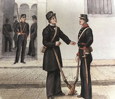 Uniformes de los batallones cívicos y alcanfor (revolución de 1876) colombia — Ramón Torres Méndez