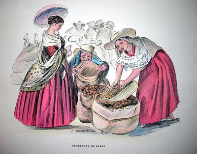 Mercado de papas con vendedoras tradicionales — Ramón Torres Méndez