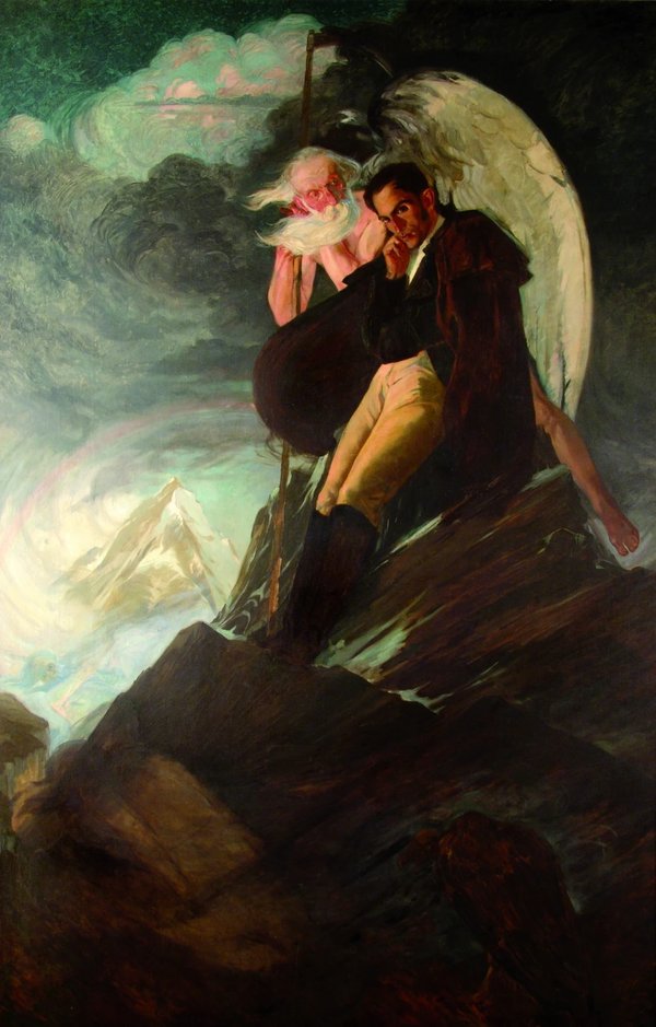 El ángel y el viajero en la montaña — Tito Salas