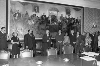 Salas en la develación de su cuadro los Causahabientes — Tito Salas