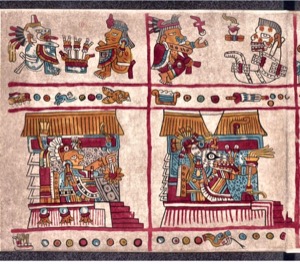 Códice Prehispánico: — Escenas rituales y deidad serpiente — Anónimo mesoamericano